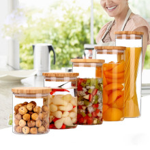 Haonai 2015 popular bulk storage glass jar with wooden lid
